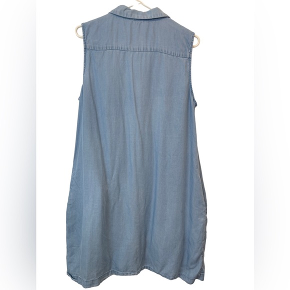 POPSUGAR Blue Chambray Mini Dress With Pockets Women Size XL - Picture 4 of 11